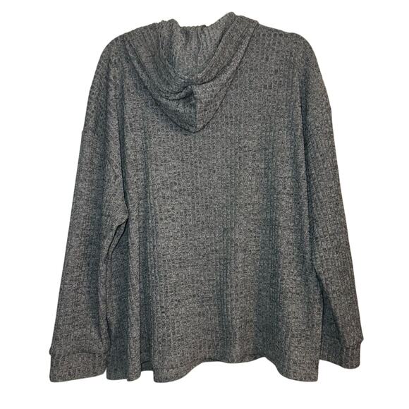 SHEIN Curve Gray Hooded Waffle Knit Pullover Sweater Plus 4X Cozy Casual - Picture 6 of 6